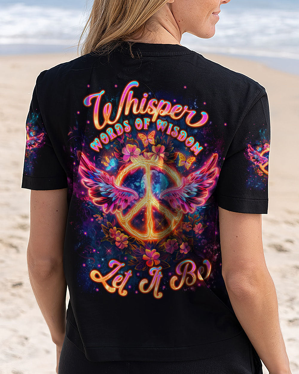 Whisper Words of Wisdom Let It Be Fire Peace Sign Wings Flowers AOP Shirts _12_ AQv9r