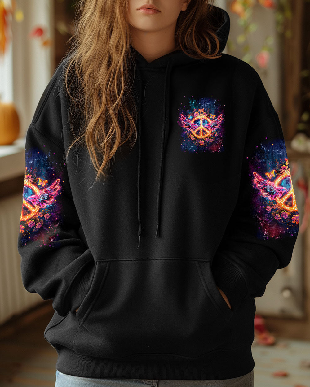 Whisper Words of Wisdom Let It Be Fire Peace Sign Wings Flowers AOP Shirts _13_ kQEri