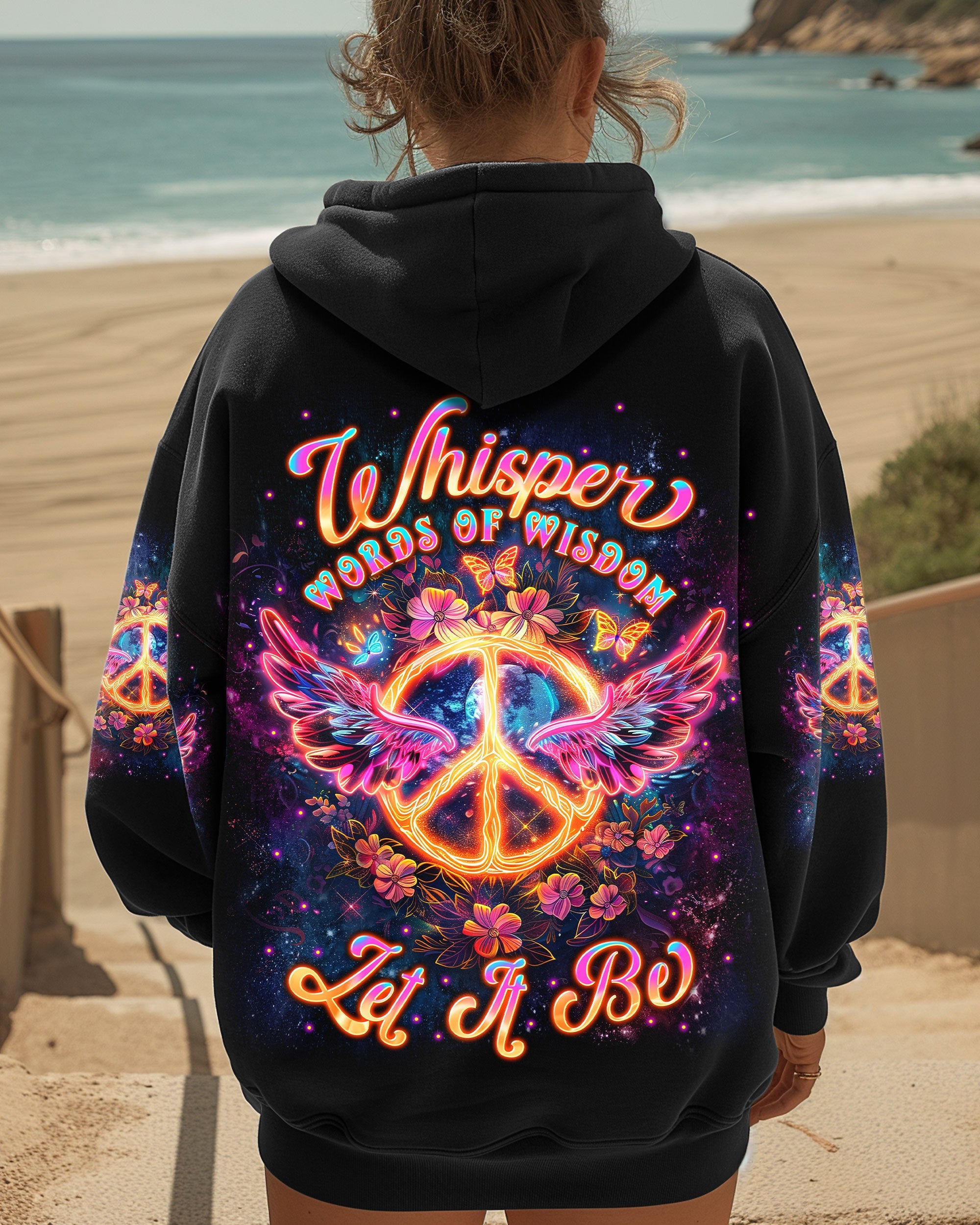 Whisper Words of Wisdom Let It Be Fire Peace Sign Wings Flowers AOP Shirts _1_ HcWlV