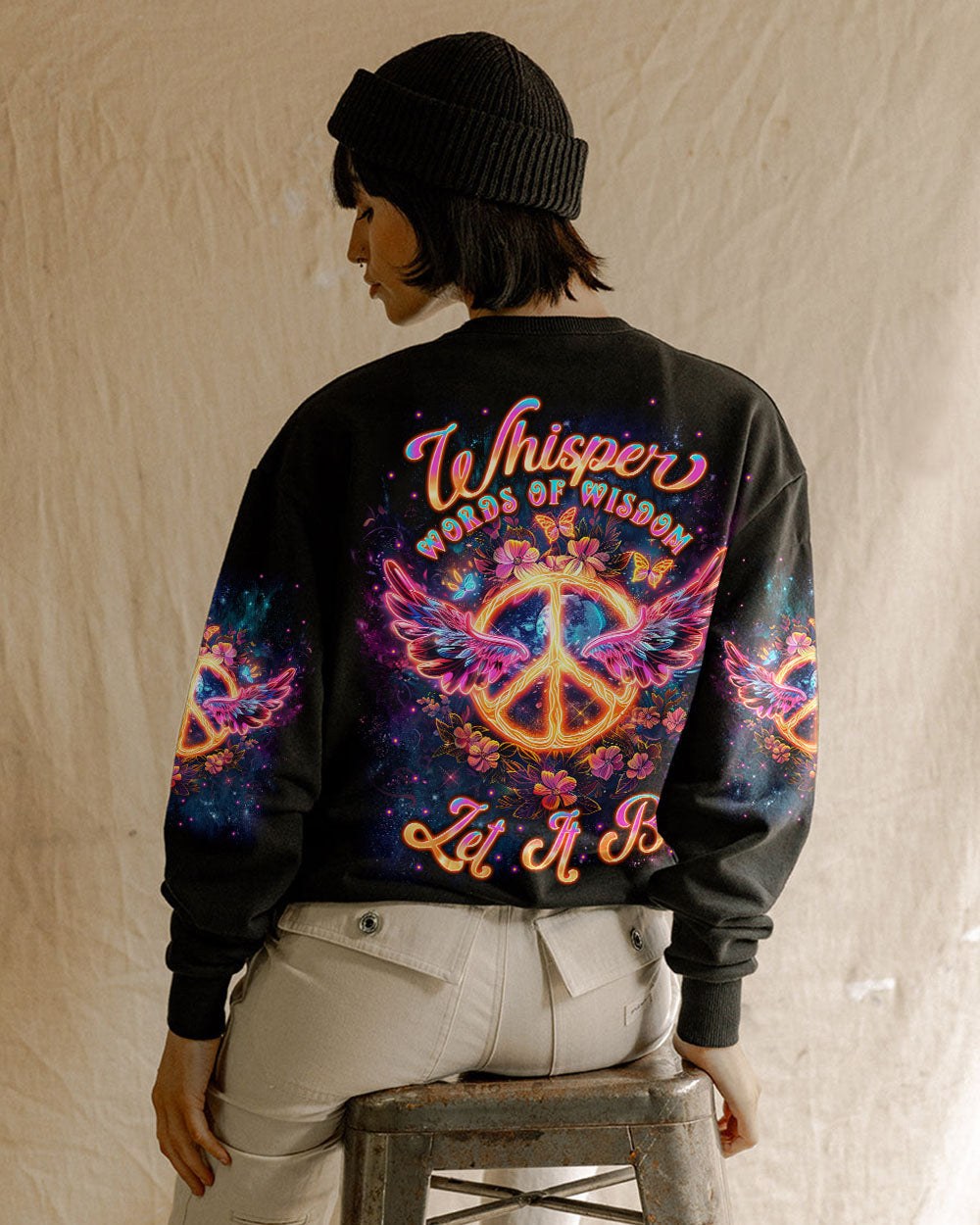Whisper Words of Wisdom Let It Be Fire Peace Sign Wings Flowers AOP Shirts _3_ JgB5c