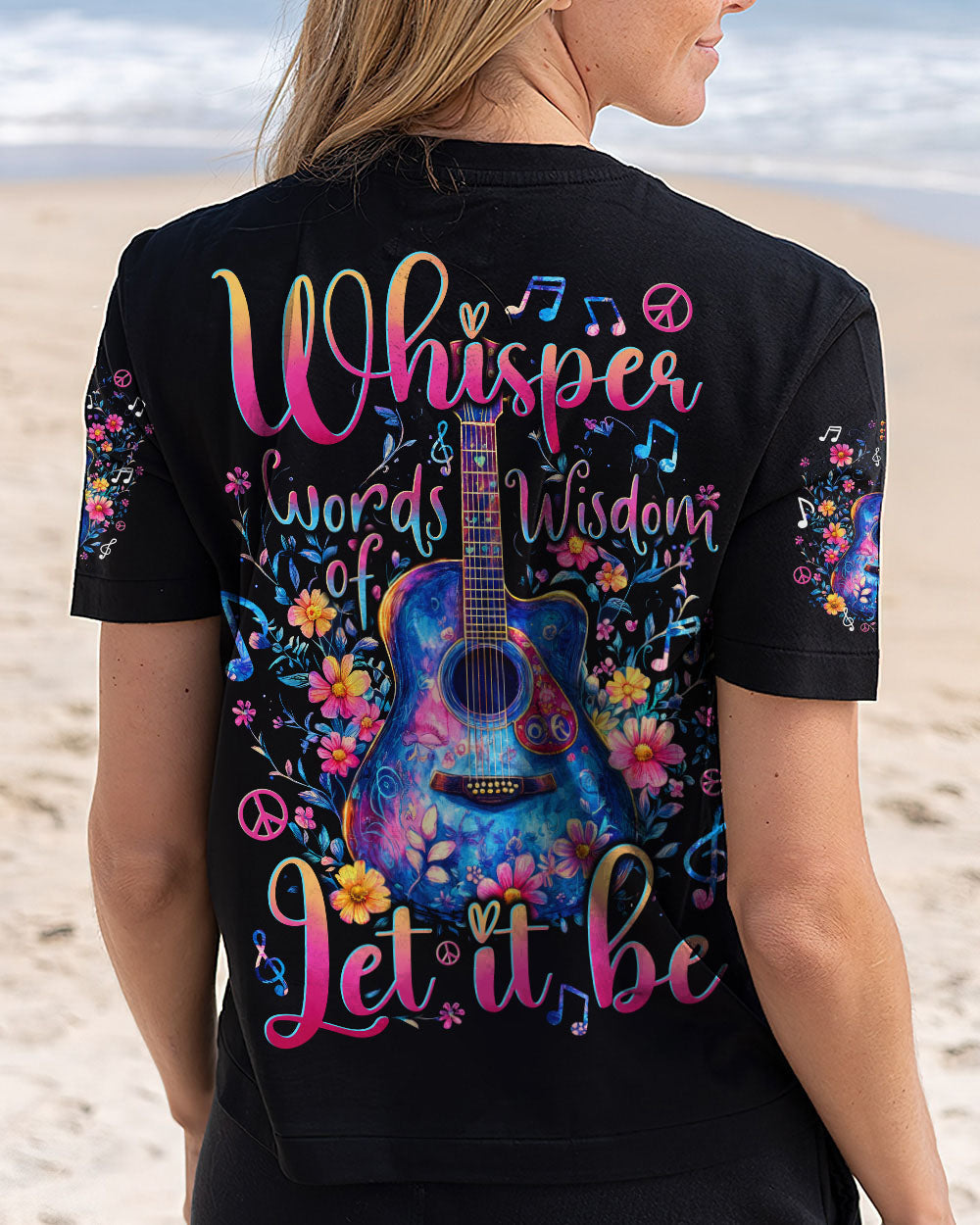 Whisper Words of Wisdom Let It Be Floral Guitar Musical Boho AOP Shirts _12_ ZvfLY