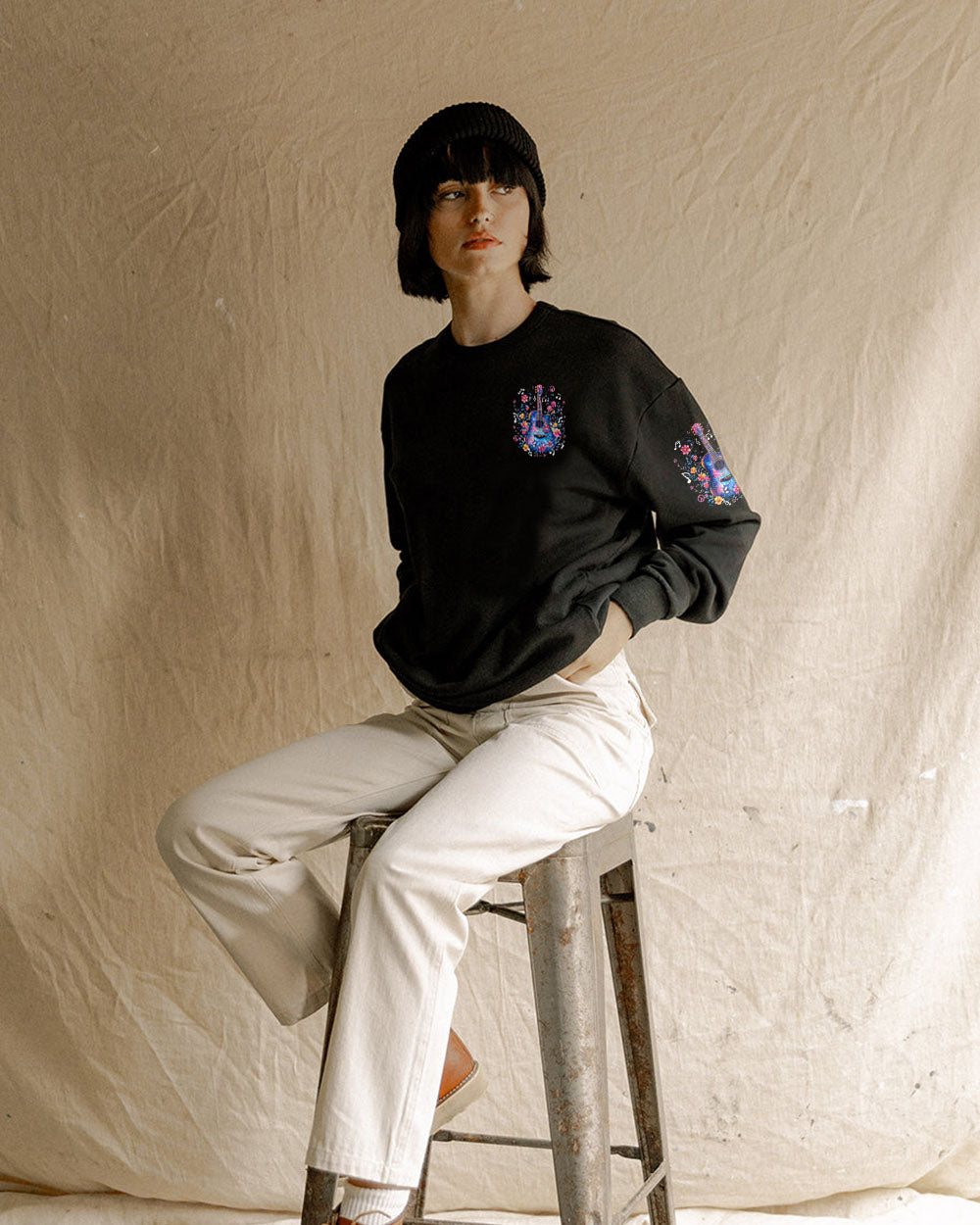 Whisper Words of Wisdom Let It Be Floral Guitar Musical Boho AOP Shirts _2_ zrfcX