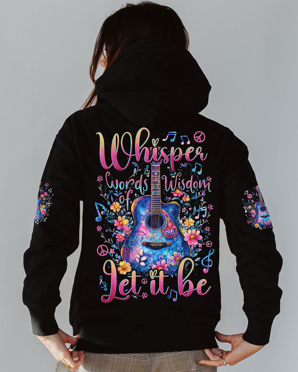 Whisper Words of Wisdom Let It Be Floral Guitar Musical Boho AOP Shirts _8_ VPJOU