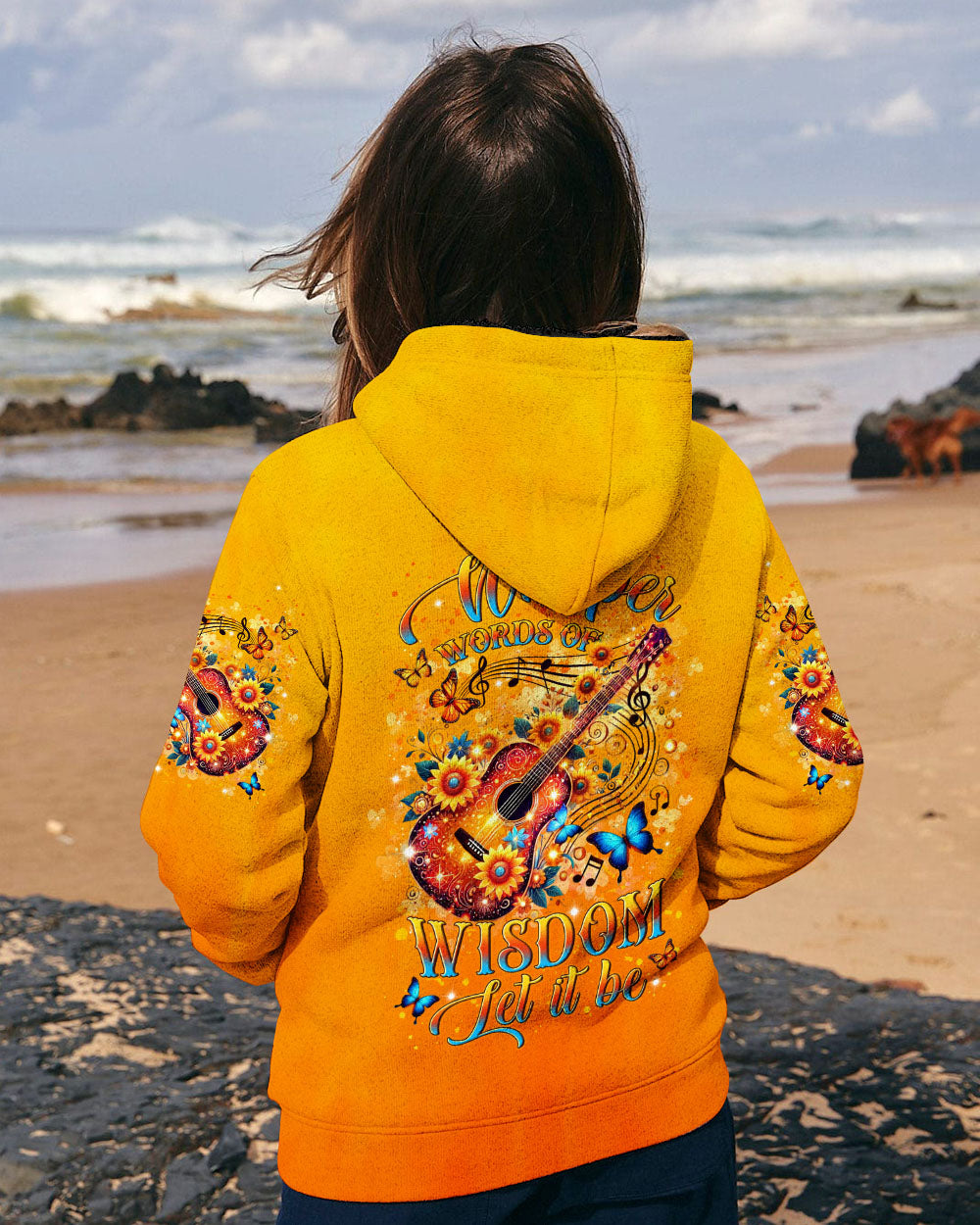 Whisper Words of Wisdom Let It Be Floral Music Guitar AOP Shirts _13_ sU54g