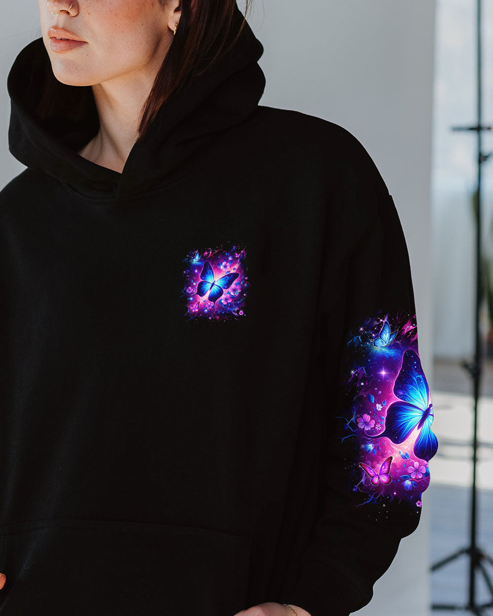 Whisper Words of Wisdom Let It Be Galaxy Butterfly Floral Design AOP Shirts _13_ mZE9S