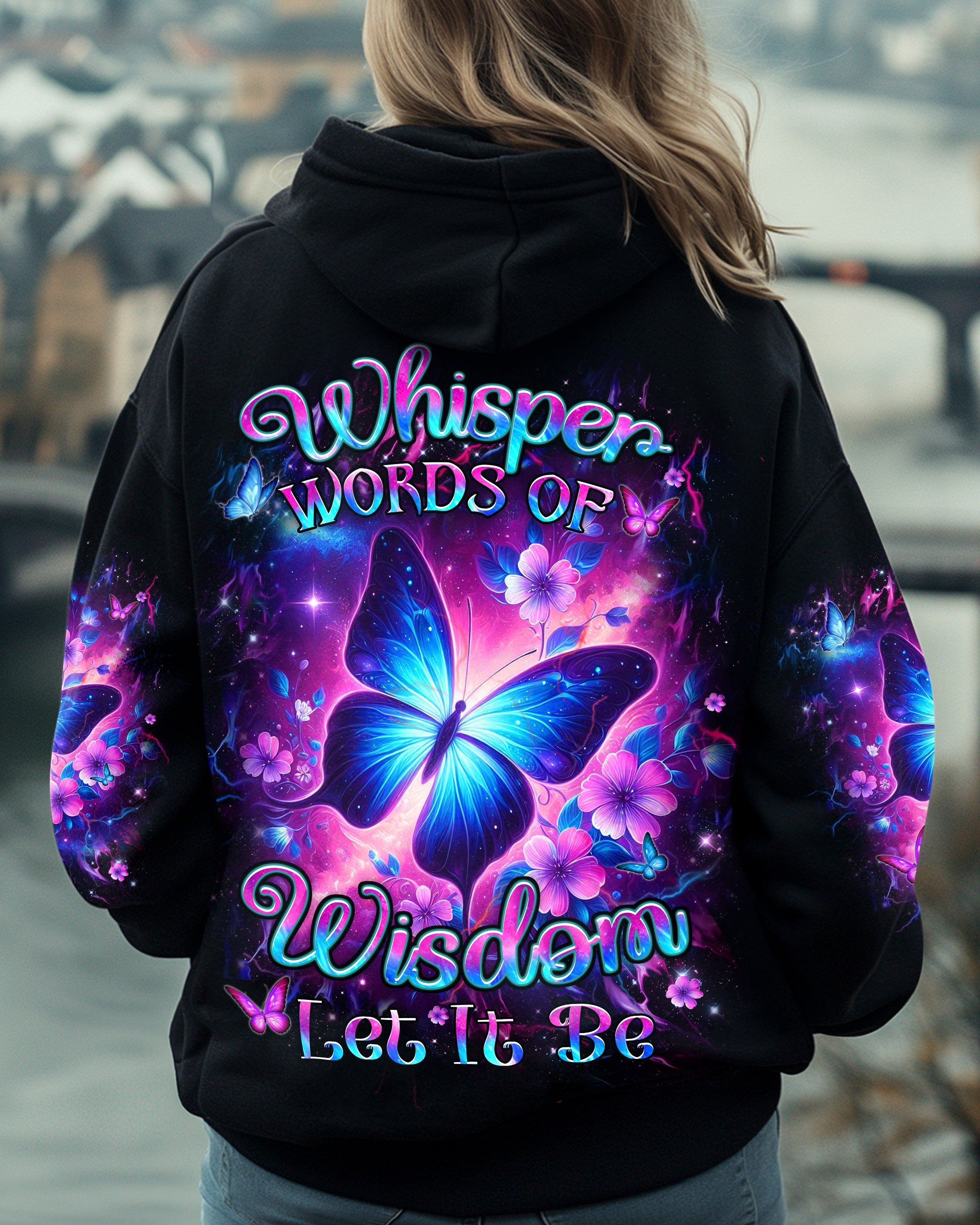 Whisper Words of Wisdom Let It Be Galaxy Butterfly Floral Design AOP Shirts _1_ 23IlV