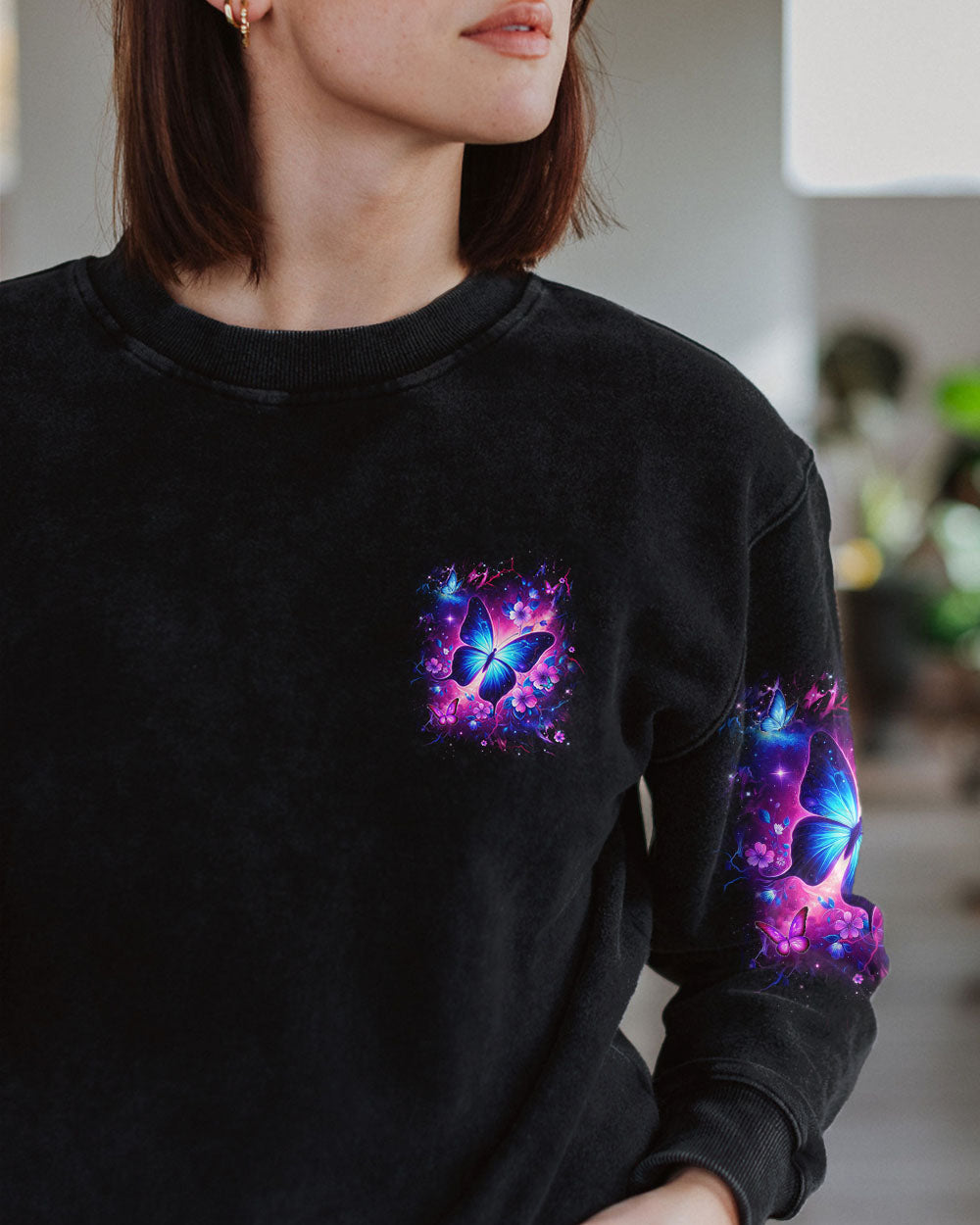 Whisper Words of Wisdom Let It Be Galaxy Butterfly Floral Design AOP Shirts _2_ hJeqH