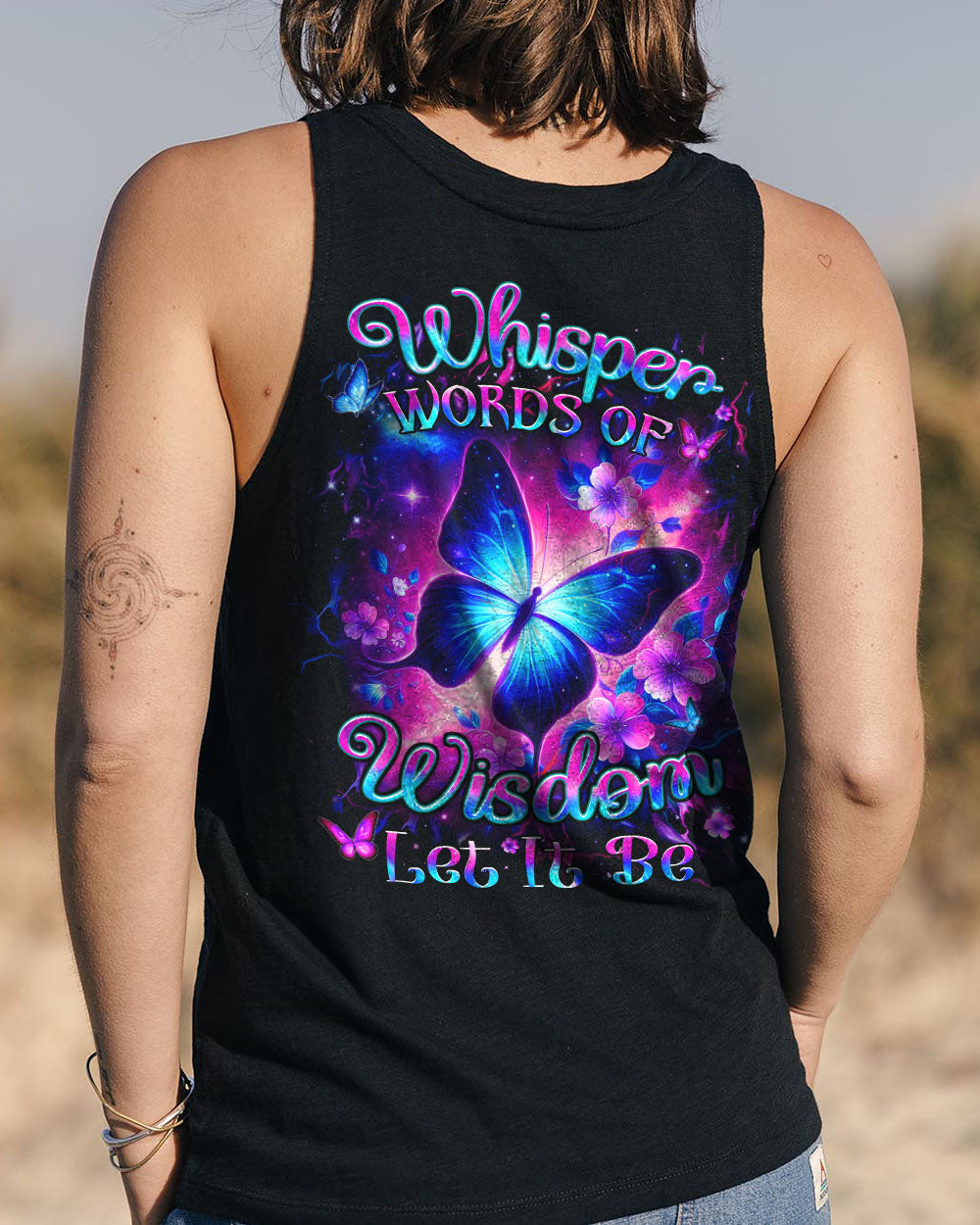 Whisper Words of Wisdom Let It Be Galaxy Butterfly Floral Design AOP Shirts _7_ z3Gdc