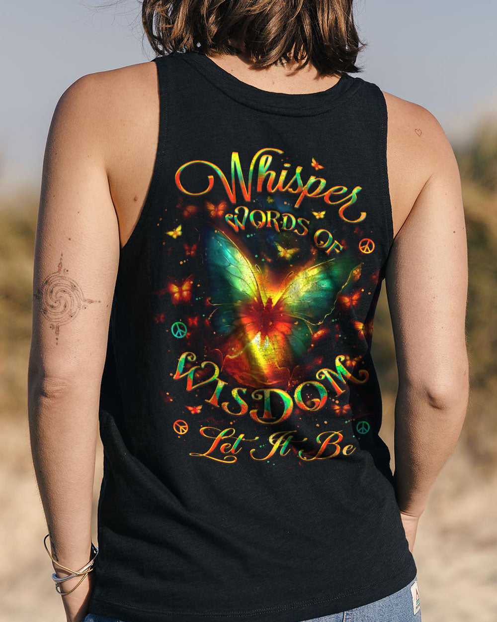 Whisper Words of Wisdom Let It Be Glowing Butterfly Inspirational AOP Shirts _13_ jFFxk