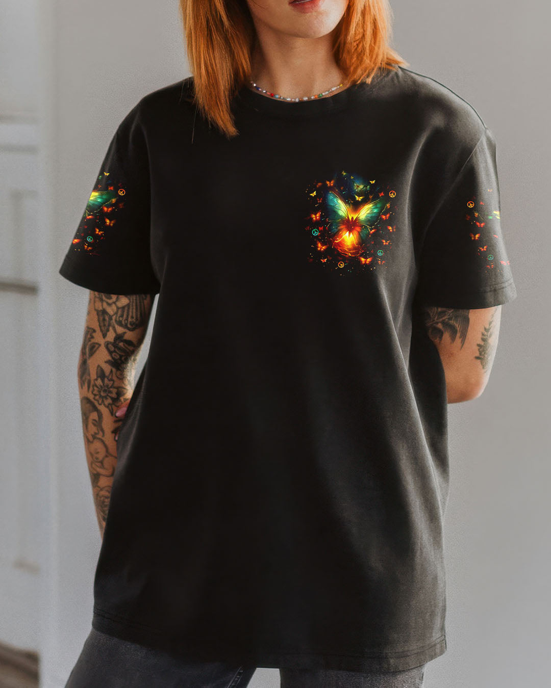 Whisper Words of Wisdom Let It Be Glowing Butterfly Inspirational AOP Shirts _2_ VavL3