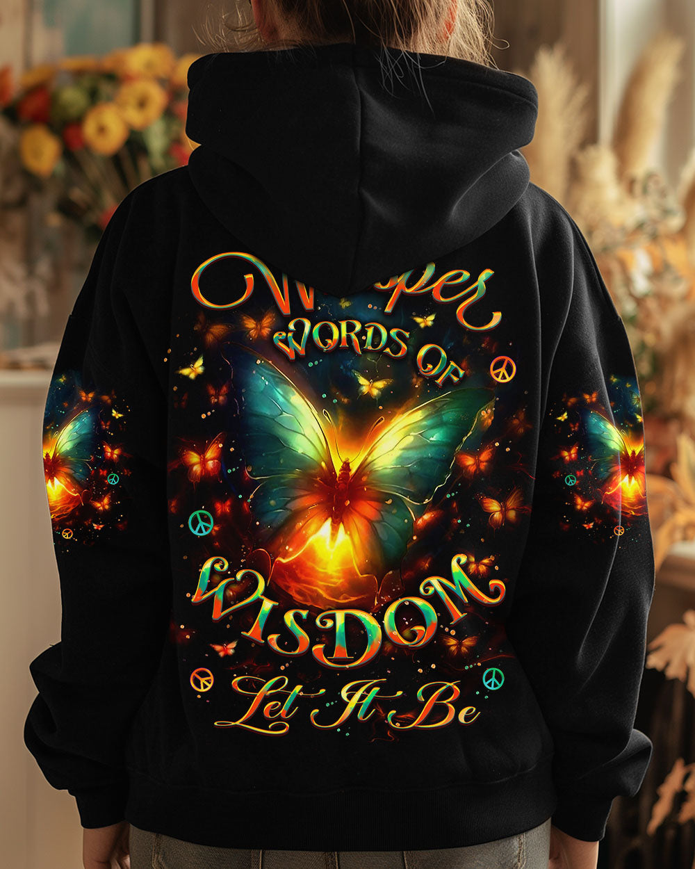 Whisper Words of Wisdom Let It Be Glowing Butterfly Inspirational AOP Shirts _7_ hW4W4