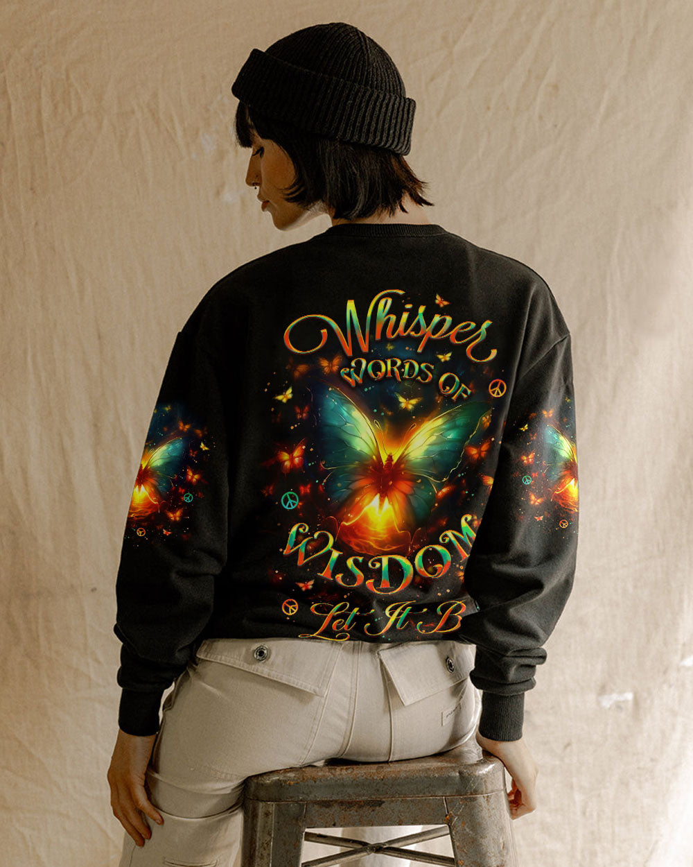 Whisper Words of Wisdom Let It Be Glowing Butterfly Inspirational AOP Shirts _9_ jo0Zx