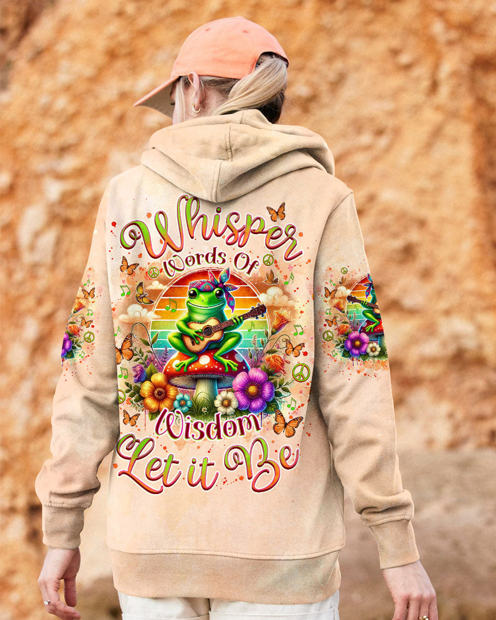 Whisper Words of Wisdom Let It Be Hippie Frog playing Guitar Graphic AOP Shirts _12_ Rg7nM