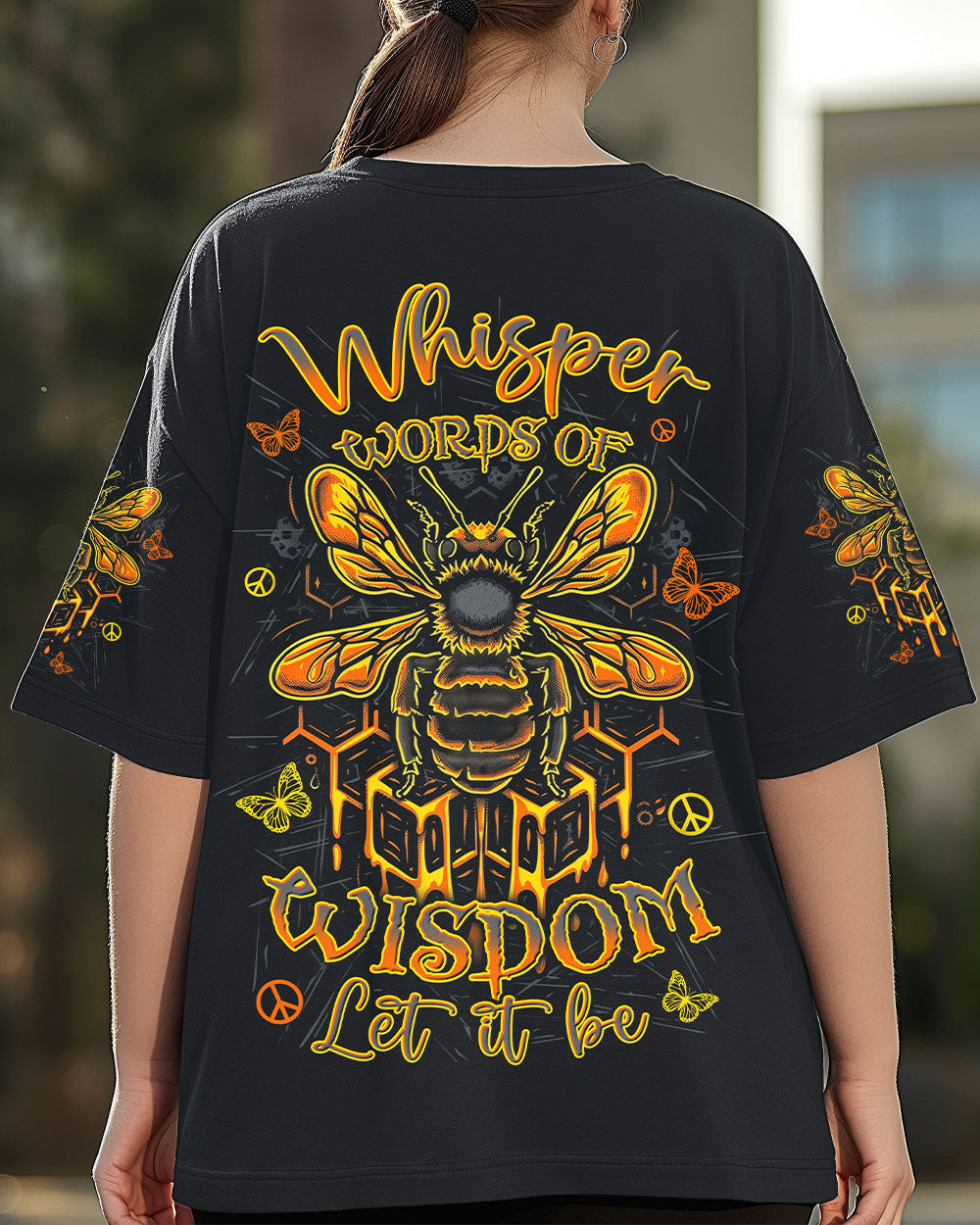 Whisper Words of Wisdom Let It Be Inspirational Bee Nature Graphic AOP Shirts _4_ Qbkis
