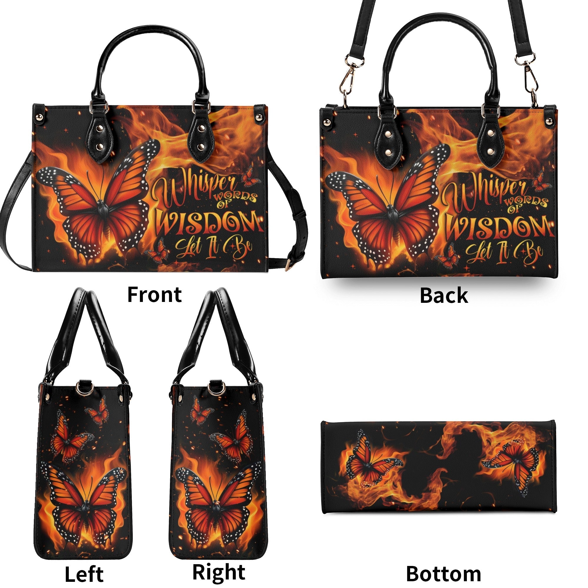 Whisper Words of Wisdom Let It Be Monarch Butterfly Hippie Leather Bag _3_ QTMj3