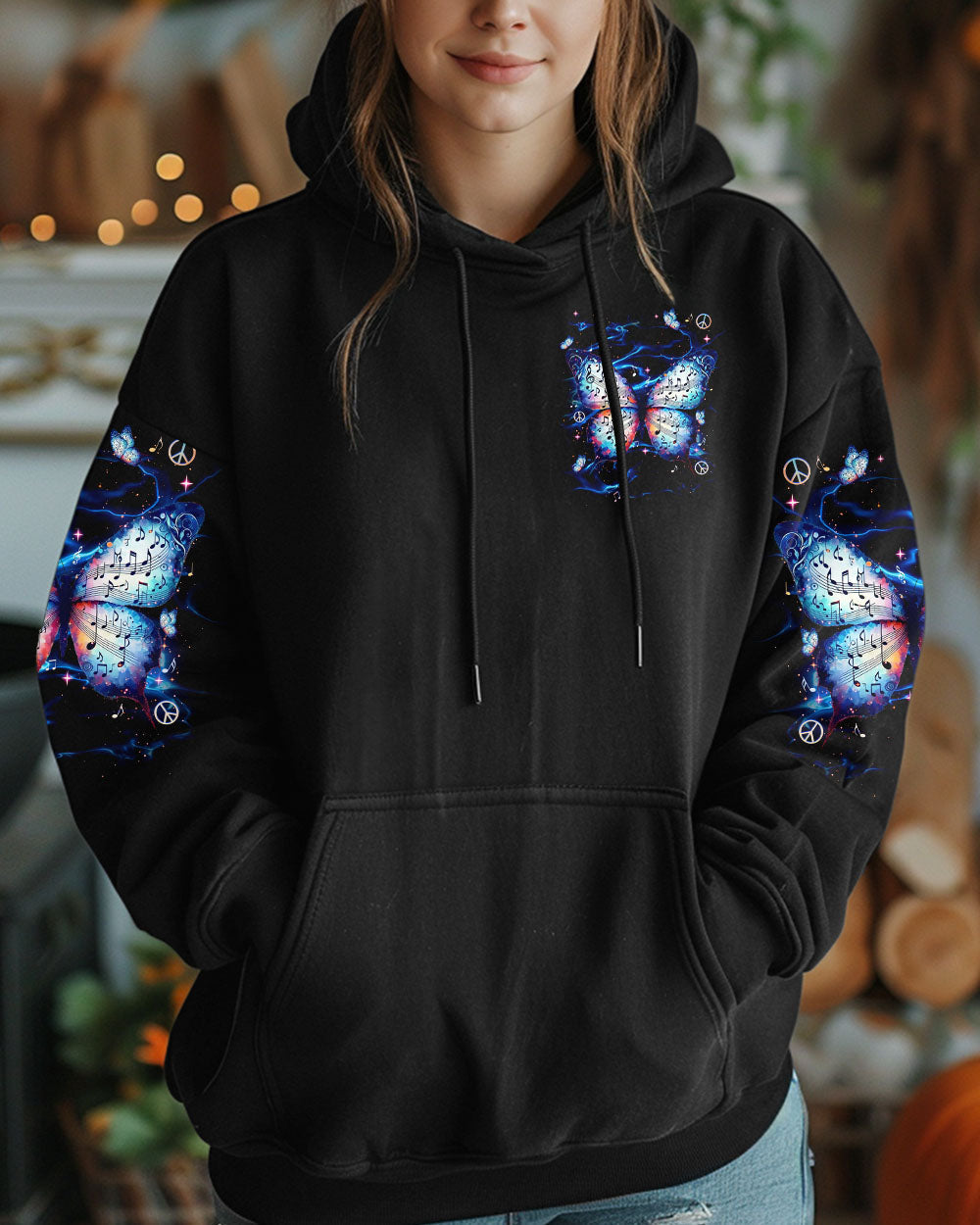 Whisper Words of Wisdom Let It Be Music Note Butterfly Inspirational Graphic AOP Shirts _6_ D3vXS