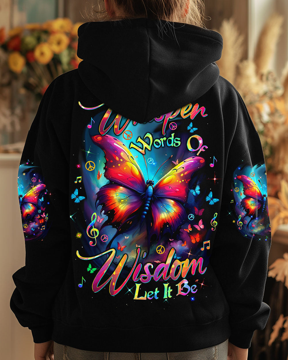 Whisper Words of Wisdom Let It Be Music and Butterfly Graphic Hippie Style AOP Shirts _5_ dslIw