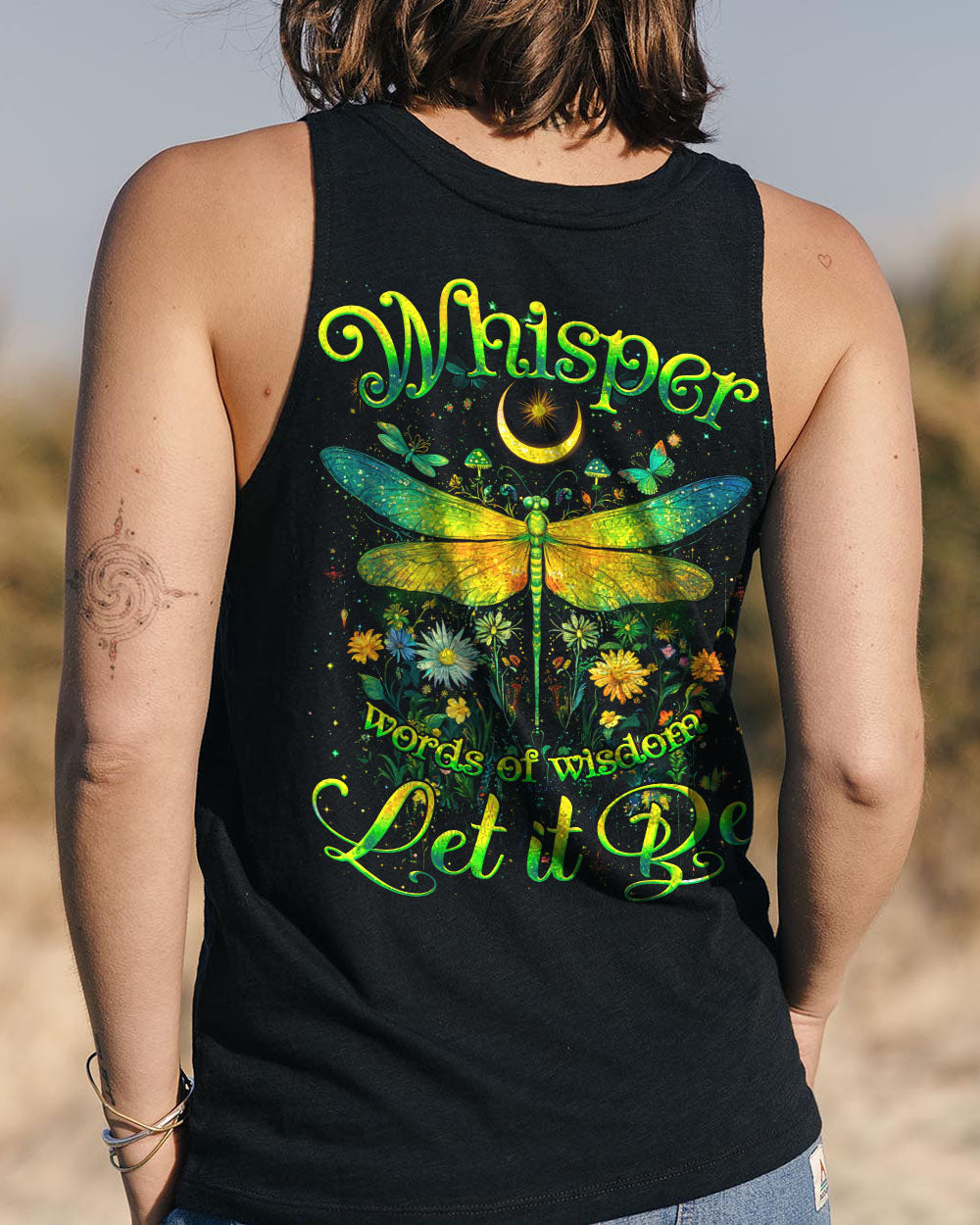 Whisper Words of Wisdom Let It Be Mystical Moon and Dragonfly AOP Shirts _11_ arHJd