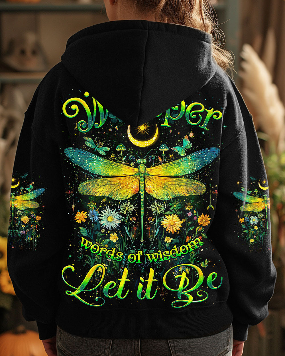 Whisper Words of Wisdom Let It Be Mystical Moon and Dragonfly AOP Shirts _5_ ZT6oC