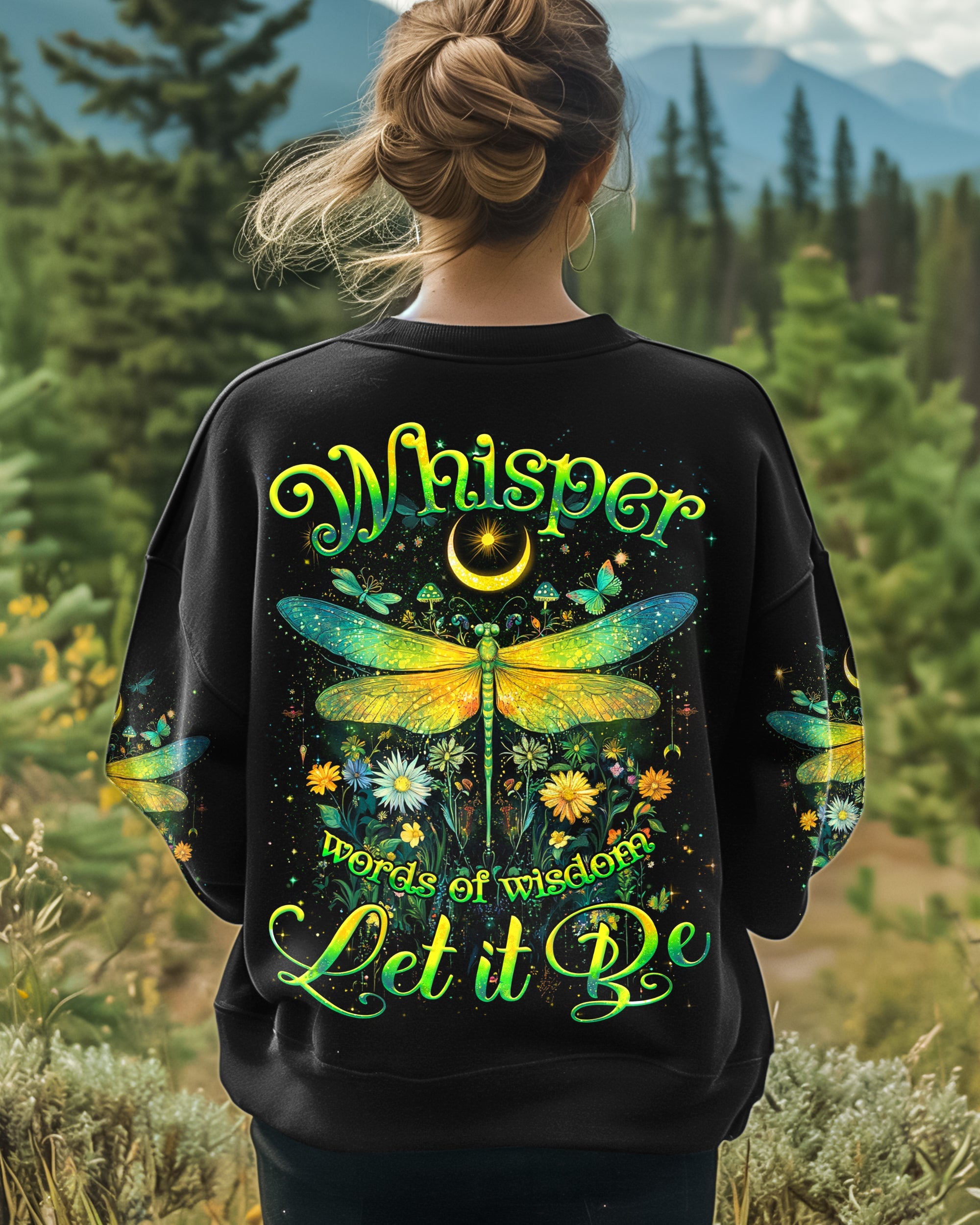 Whisper Words of Wisdom Let It Be Mystical Moon and Dragonfly AOP Shirts _7_ S62ns