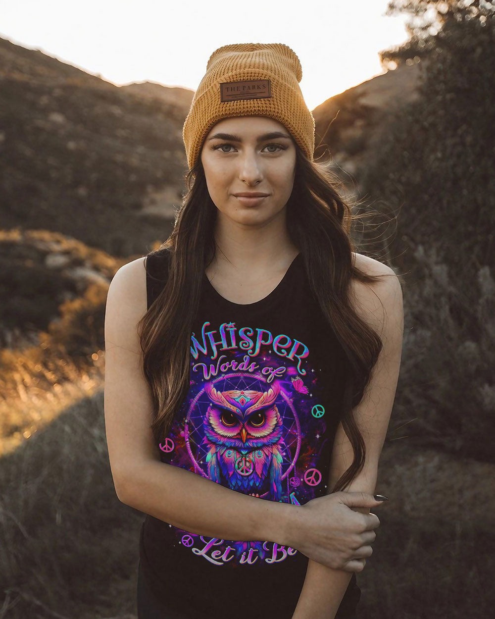 Whisper Words of Wisdom Let It Be Neon Owl Wisdom and Peace Hippie Design AOP Shirts _9_ NRuX4
