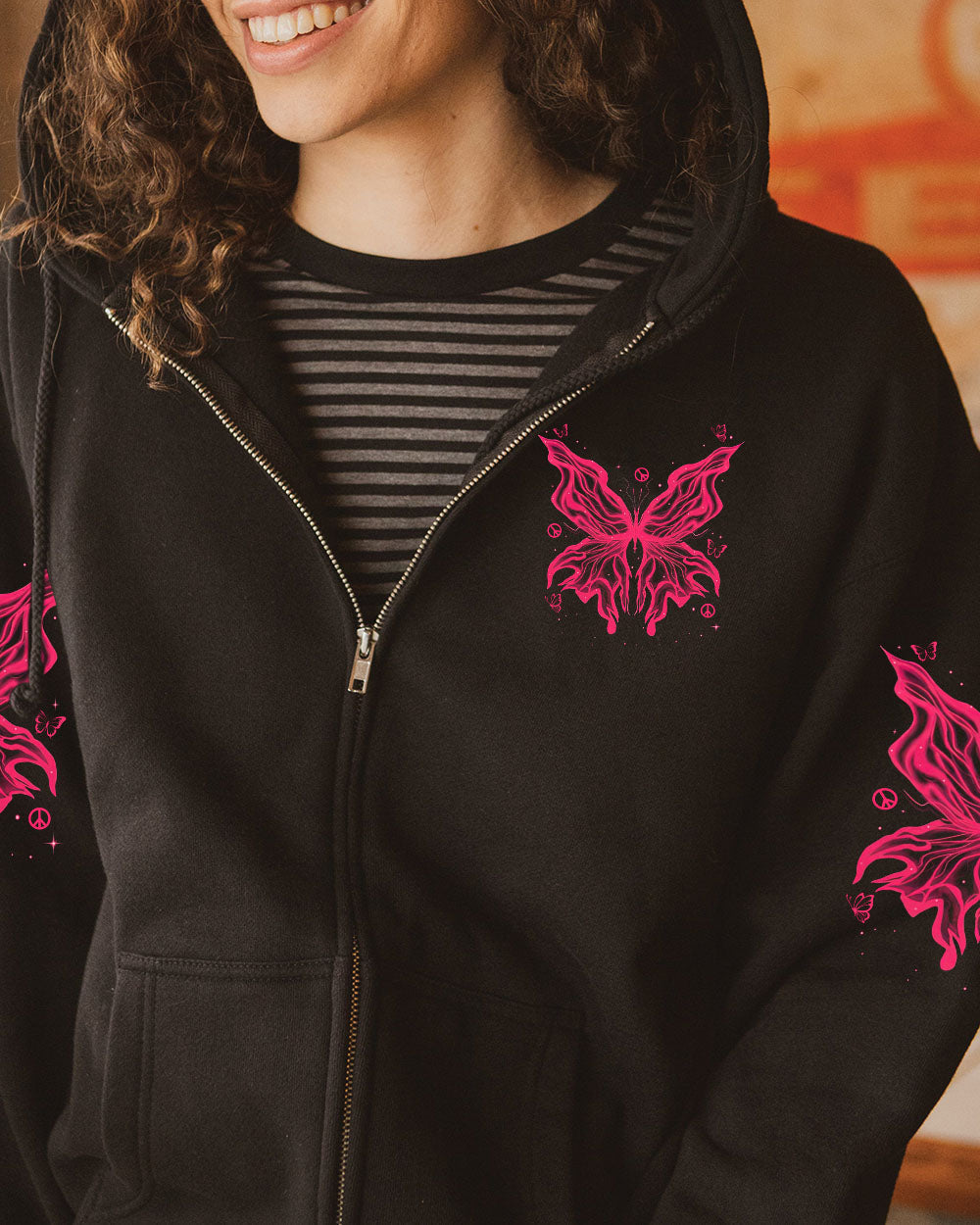 Whisper Words of Wisdom Let It Be Neon Pink Butterfly Graphic AOP Shirts _10_ N4LXT