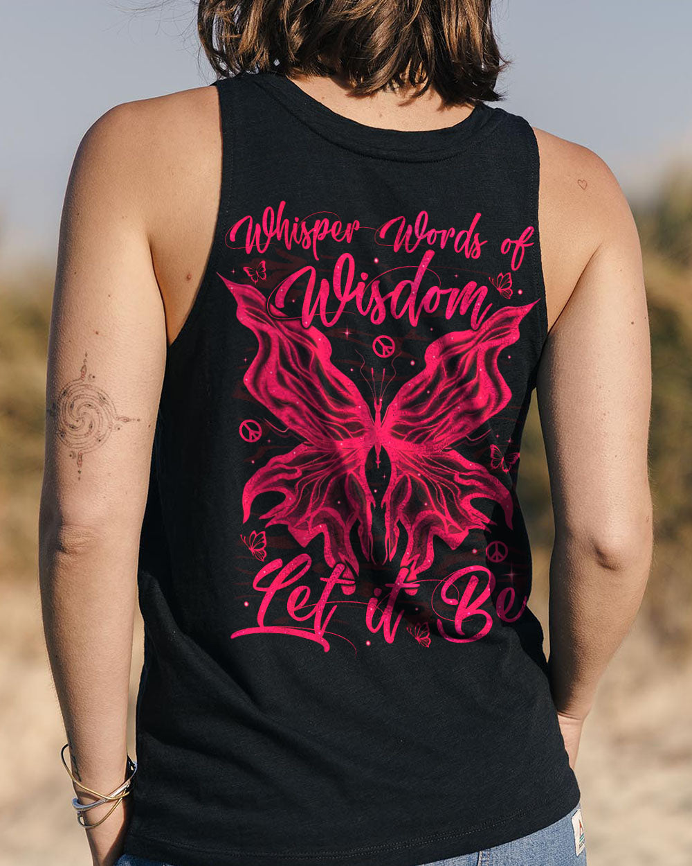 Whisper Words of Wisdom Let It Be Neon Pink Butterfly Graphic AOP Shirts _13_ 80NNz