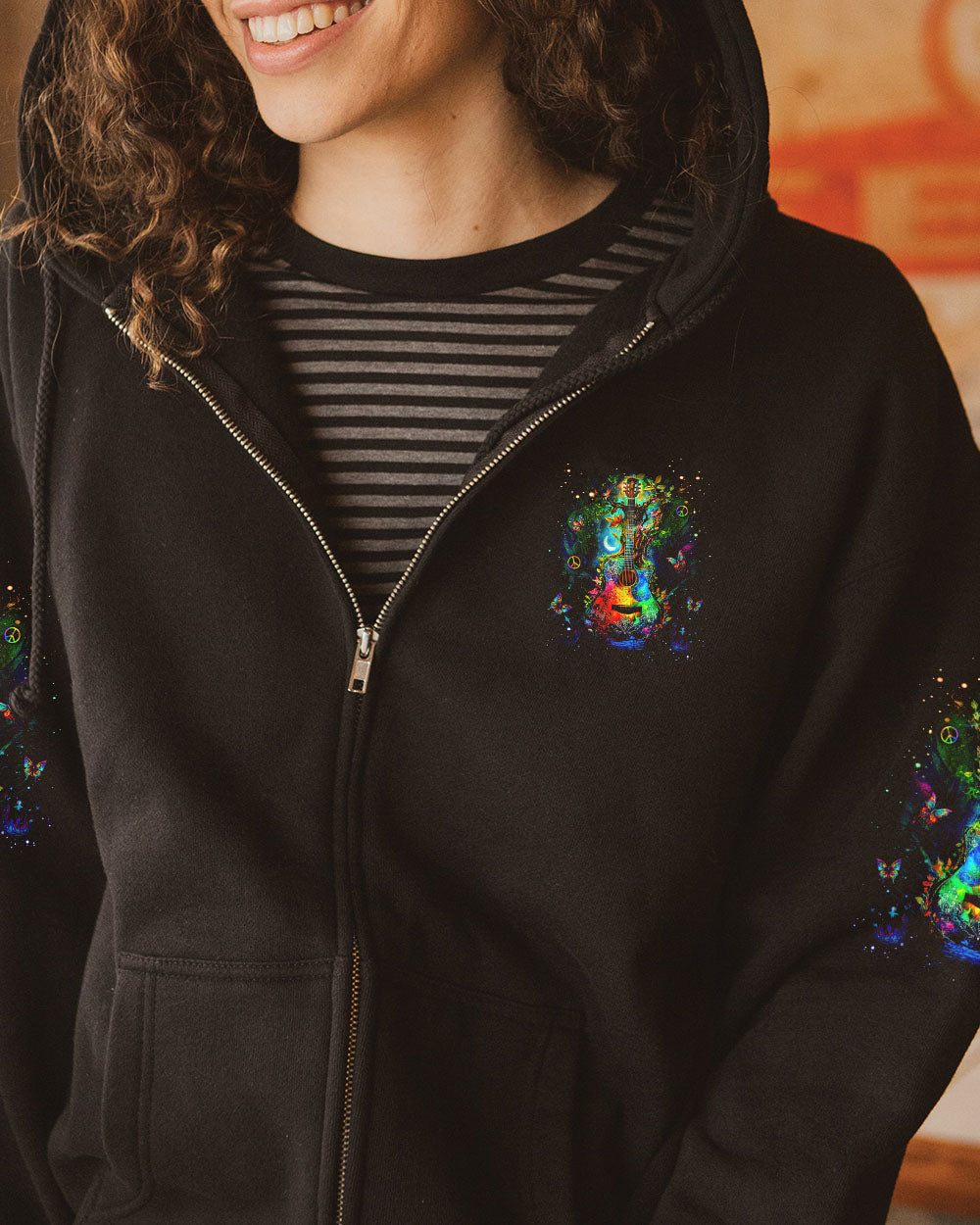 Whisper Words of Wisdom Let It Be Psychedelic Guitar Colorful Peace AOP Shirts _10_ v1WCN