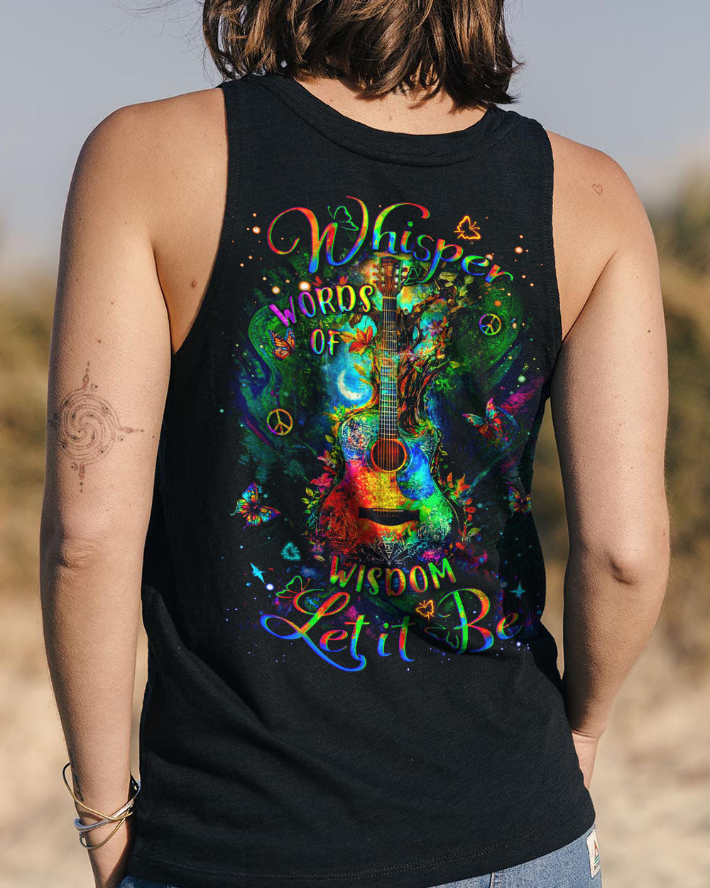 Whisper Words of Wisdom Let It Be Psychedelic Guitar Colorful Peace AOP Shirts _13_ Ag4q4