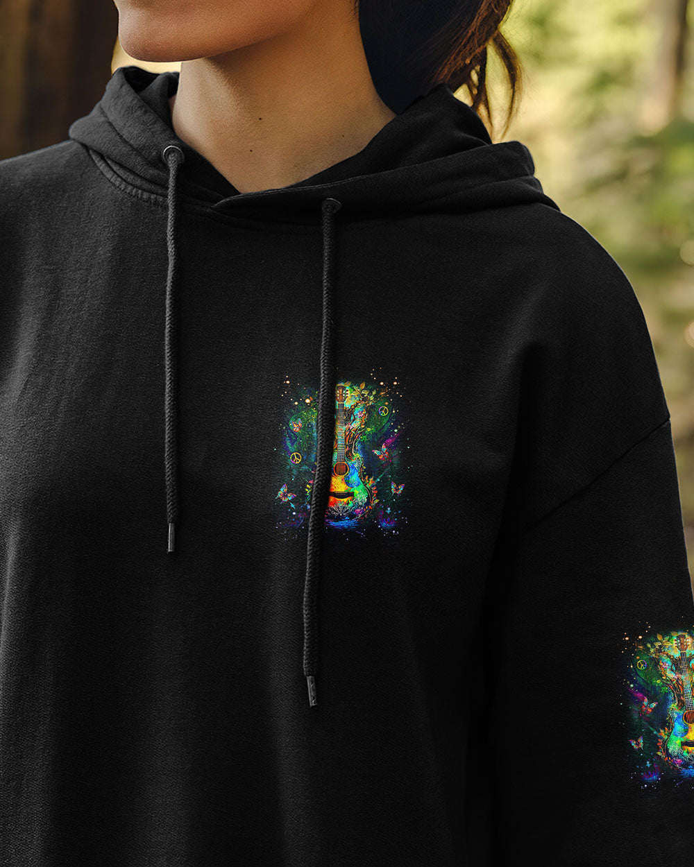 Whisper Words of Wisdom Let It Be Psychedelic Guitar Colorful Peace AOP Shirts _6_ Kgce6