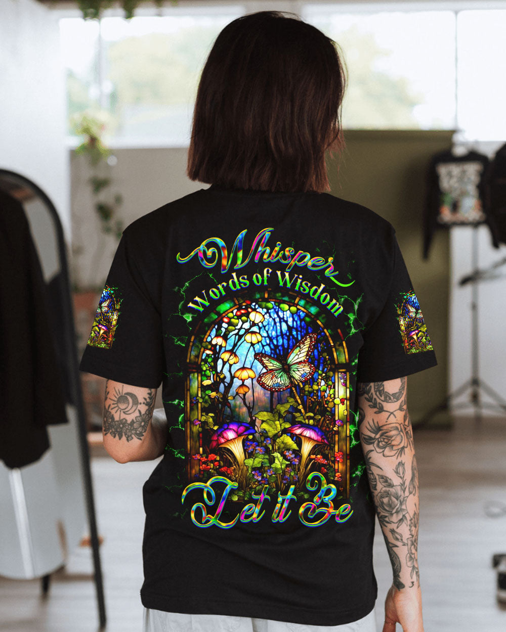 Whisper Words of Wisdom Let It Be Psychedelic Mushroom Butterfly AOP Shirts _10_ ITBZJ