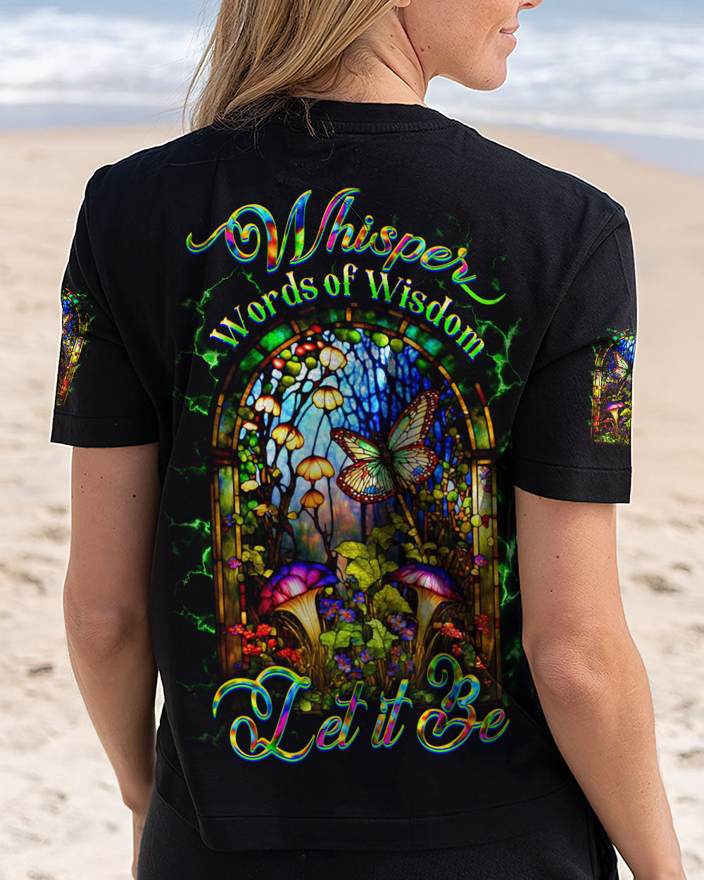 Whisper Words of Wisdom Let It Be Psychedelic Mushroom Butterfly AOP Shirts _12_ fhqZh