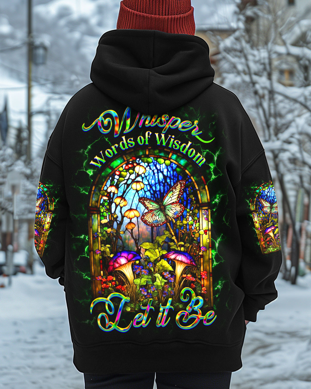 Whisper Words of Wisdom Let It Be Psychedelic Mushroom Butterfly AOP Shirts _1_ 4VU4w