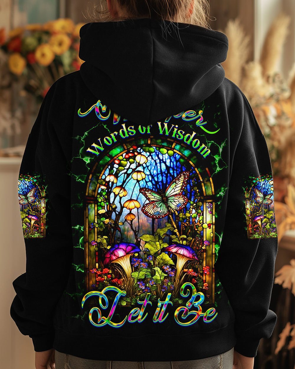 Whisper Words of Wisdom Let It Be Psychedelic Mushroom Butterfly AOP Shirts _8_ mQQpl