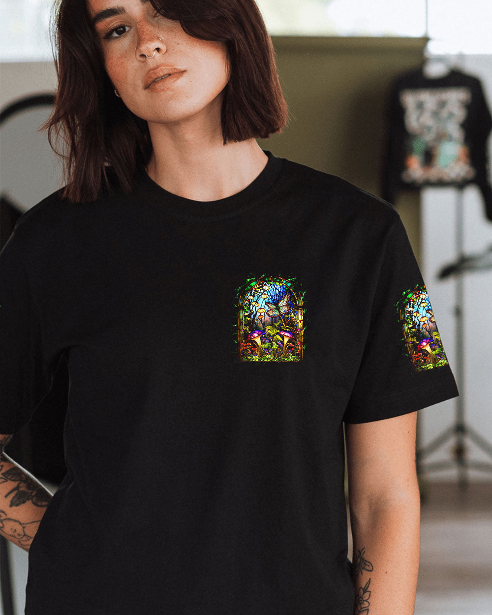 Whisper Words of Wisdom Let It Be Psychedelic Mushroom Butterfly AOP Shirts _9_ cPZvE