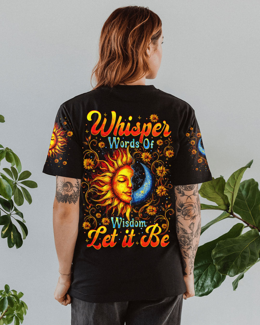 Whisper Words of Wisdom Let It Be Sun and Moon Hippie Boho AOP Shirts _3_ nfA0N