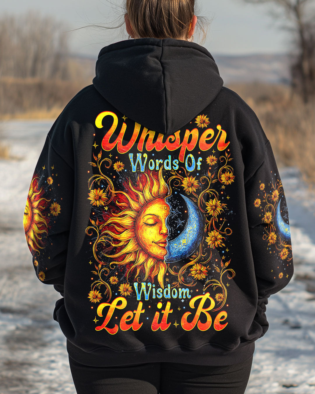 Whisper Words of Wisdom Let It Be Sun and Moon Hippie Boho AOP Shirts _5_ kP0pC