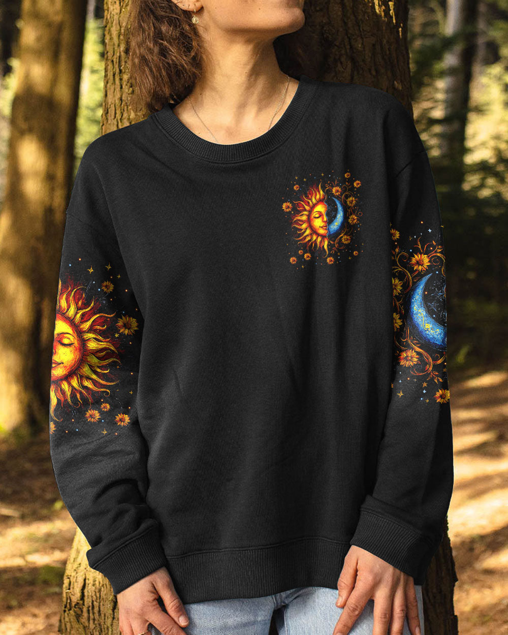 Whisper Words of Wisdom Let It Be Sun and Moon Hippie Boho AOP Shirts _6_ eCDHp