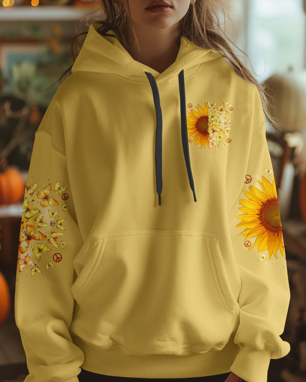 Whisper Words of Wisdom Let It Be Sunflower Butterfly Quote Pullover for Women AOP Shirts _6_ pcecn