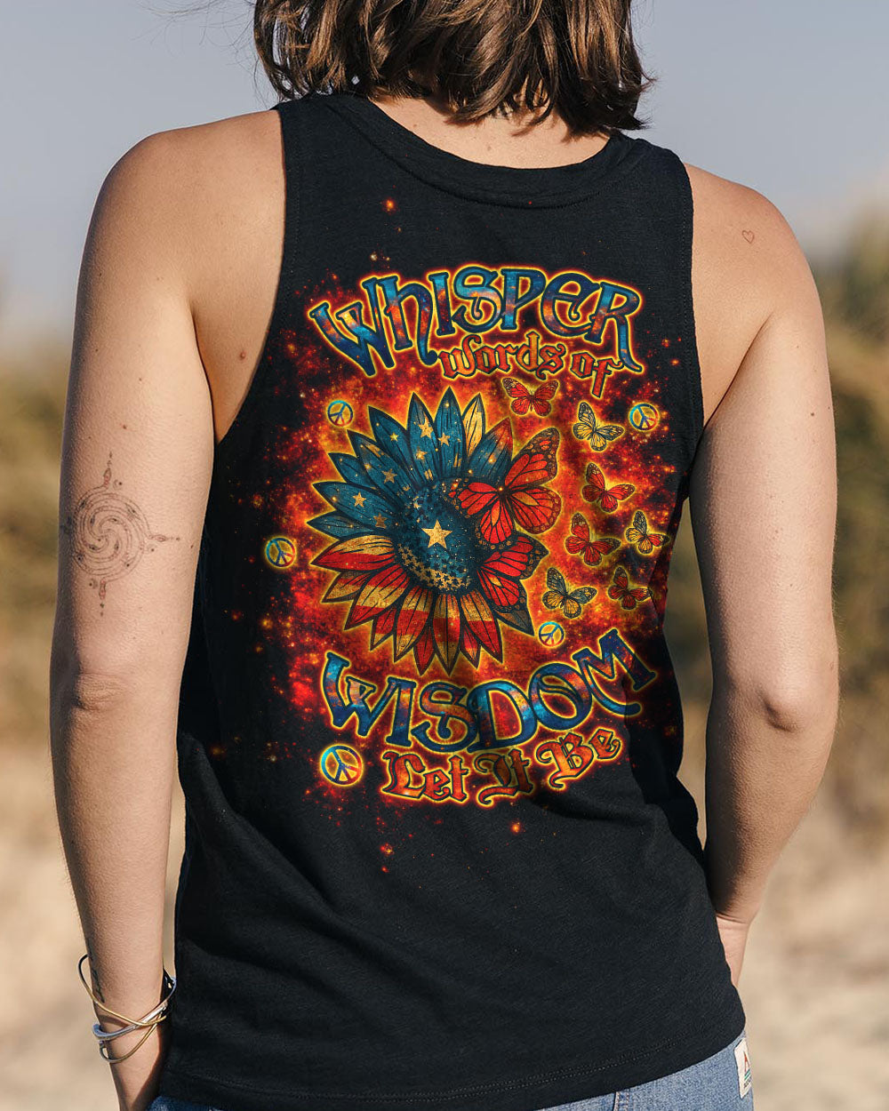 Whisper Words of Wisdom Let It Be Sunflower Retro Butterfly AOP Shirts _13_ S4gpX