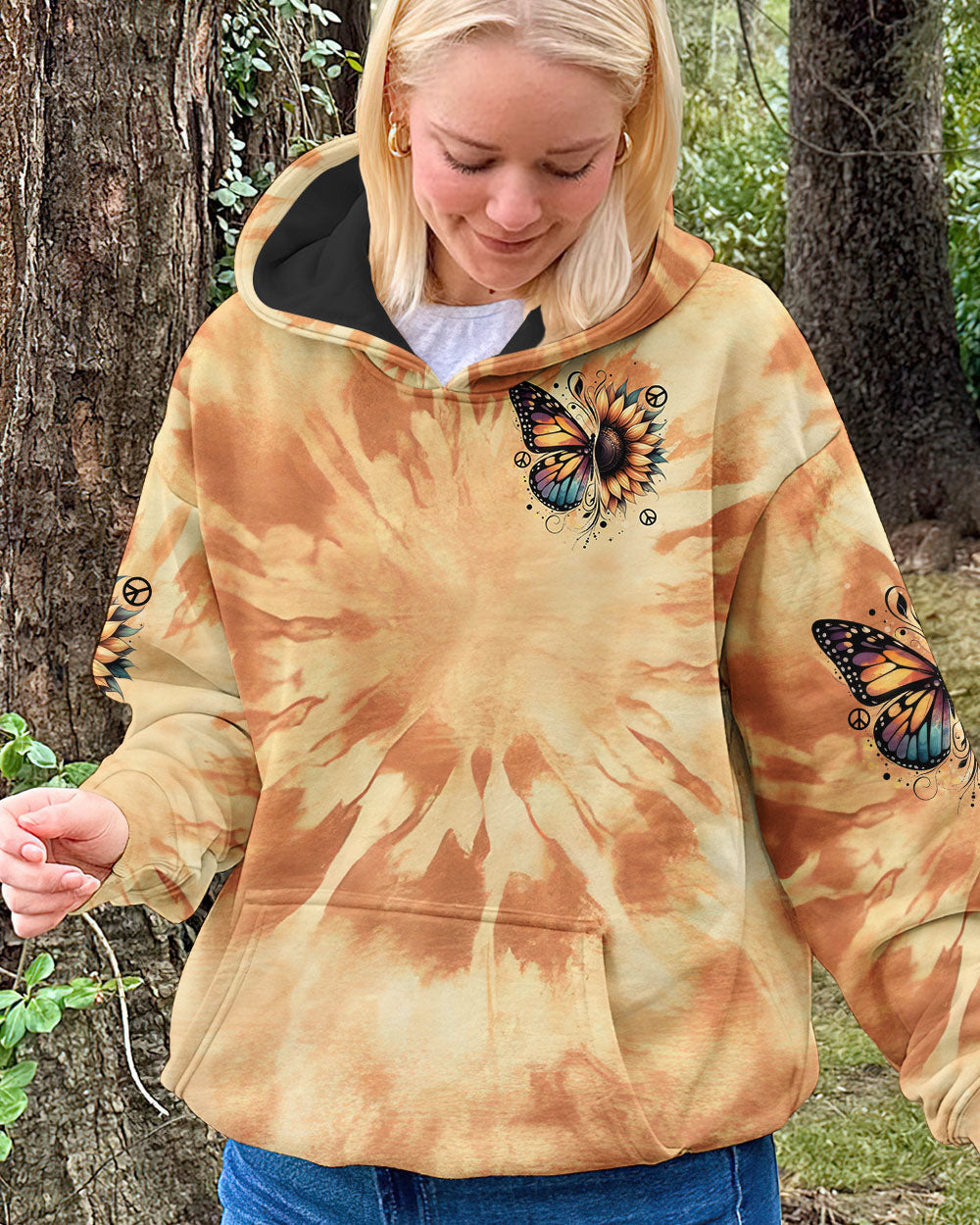 Whisper Words of Wisdom Let It Be Sunflower and Butterfly Tie Dye AOP Shirts _14_ XXrqF