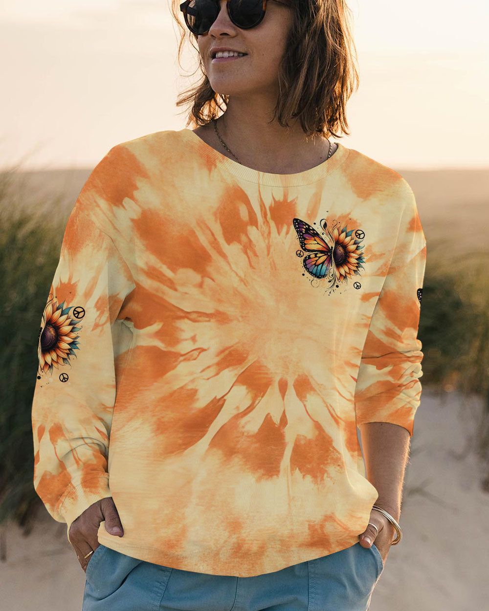 Whisper Words of Wisdom Let It Be Sunflower and Butterfly Tie Dye AOP Shirts _2_ Ydlu9