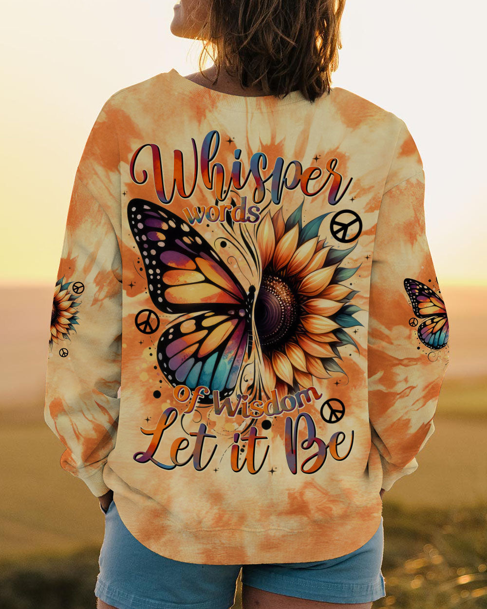 Whisper Words of Wisdom Let It Be Sunflower and Butterfly Tie Dye AOP Shirts _3_ bxfaK