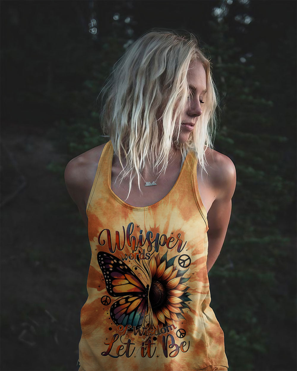 Whisper Words of Wisdom Let It Be Sunflower and Butterfly Tie Dye AOP Shirts _5_ oA2Oa