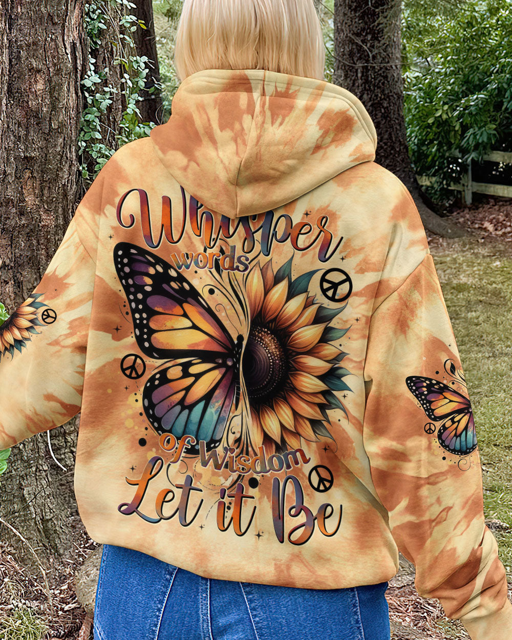Whisper Words of Wisdom Let It Be Sunflower and Butterfly Tie Dye AOP Shirts _8_ iDlec