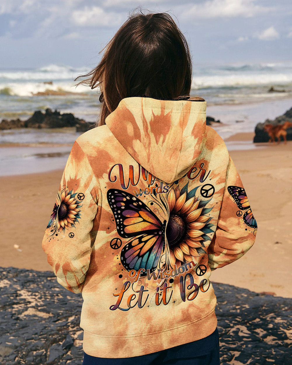 Whisper Words of Wisdom Let It Be Sunflower and Butterfly Tie Dye AOP Shirts _9_ LGkOE