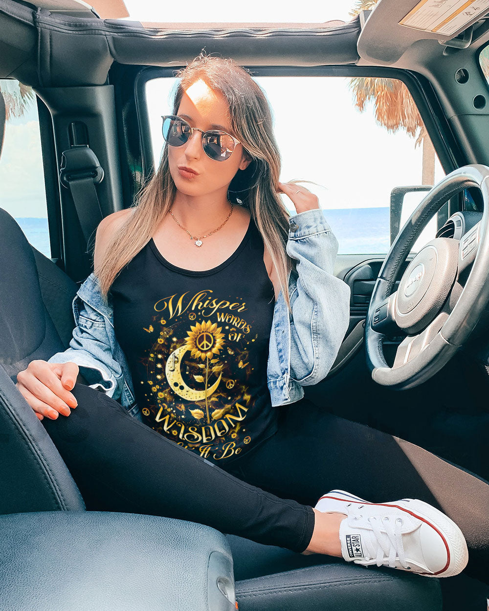 Whisper Words of Wisdom Let It Be Sunflower and Moon Hippie Style AOP Shirts _11_ AJMao