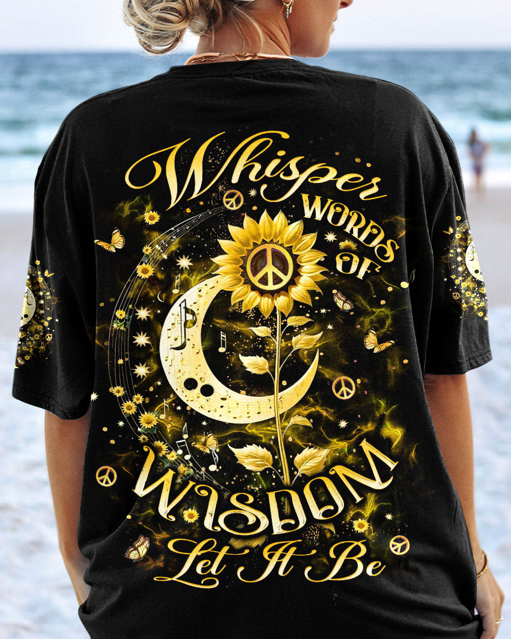 Whisper Words of Wisdom Let It Be Sunflower and Moon Hippie Style AOP Shirts _3_ LfW66