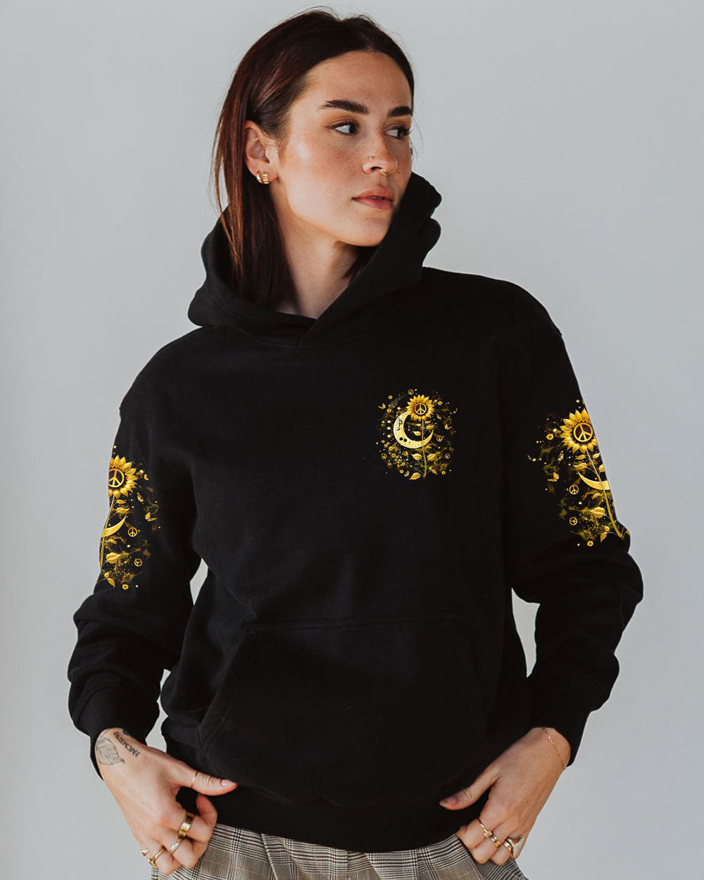 Whisper Words of Wisdom Let It Be Sunflower and Moon Hippie Style AOP Shirts _6_ A5bbQ