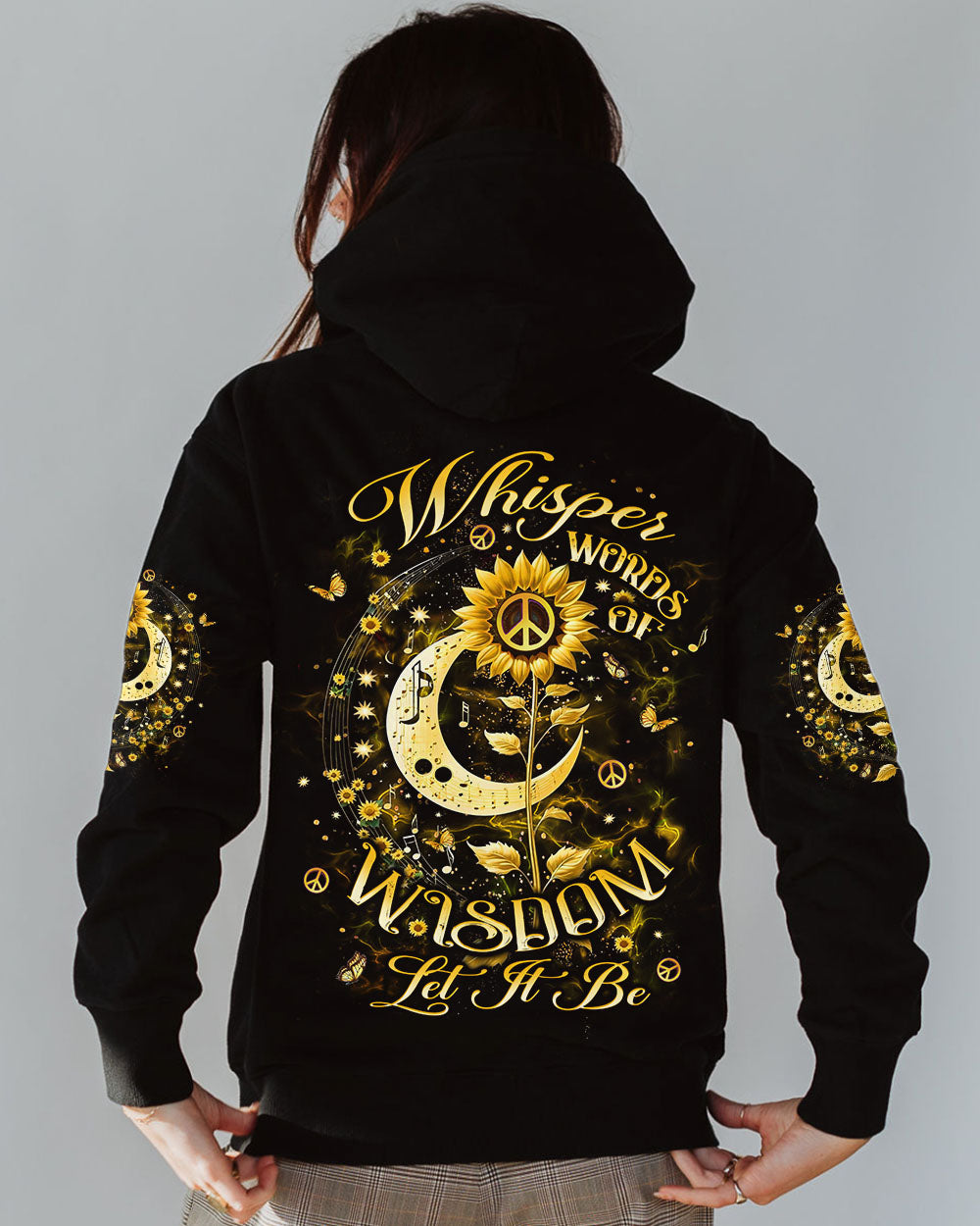 Whisper Words of Wisdom Let It Be Sunflower and Moon Hippie Style AOP Shirts _7_ M70Gi